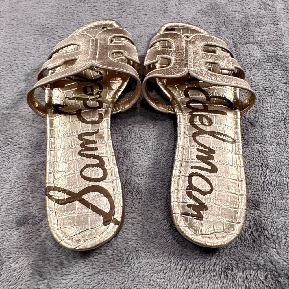 Sam Edelman Metallic Gold Slide Sandals - Picture 6 of 6